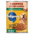 Pedigree Chopped Ground Dinner Adult Soft Wet Dog Food Turkey & Bacon Flavor, (12) 13.2 oz. Cans - Elite Pet Collective