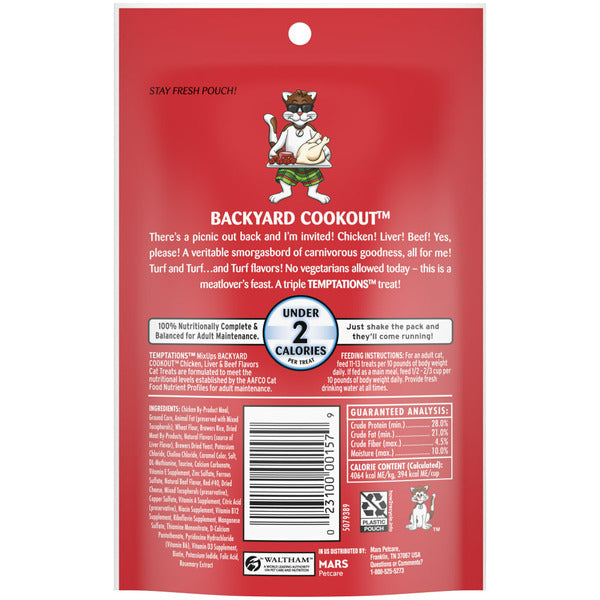TEMPTATIONS MixUps Crunchy and Soft Cat Treats Backyard Cookout Flavor - Elite Pet Collective