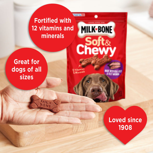 Milk-Bone Soft and Chewy Dog Treats, Beef & Filet Mignon Recipe With Chuck Roast - Elite Pet Collective