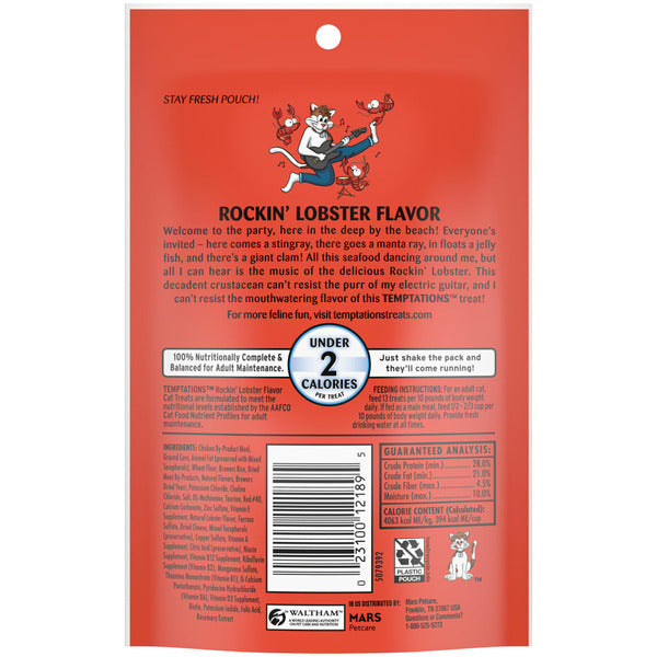 TEMPTATIONS Classic Crunchy and Soft Cat Treats, Rockin’ Lobster Flavor - Elite Pet Collective