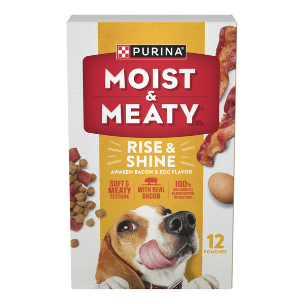 Purina Moist & Meaty Rise and Shine Awaken Bacon and Egg Flavor Soft Dog Food Pouches - Elite Pet Collective