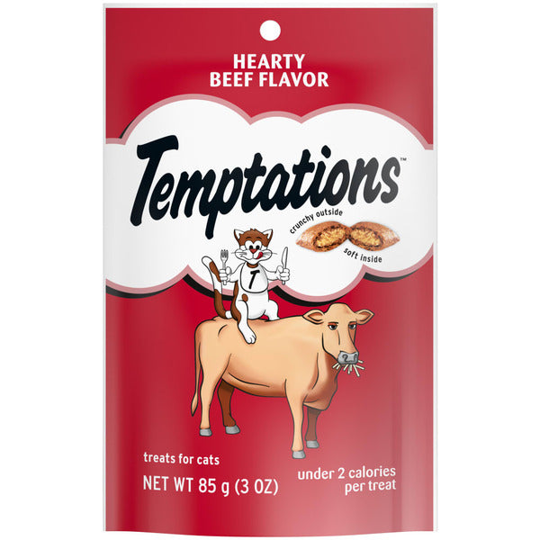 TEMPTATIONS Classic Crunchy and Soft Cat Treats, Hearty Beef Flavor - Elite Pet Collective