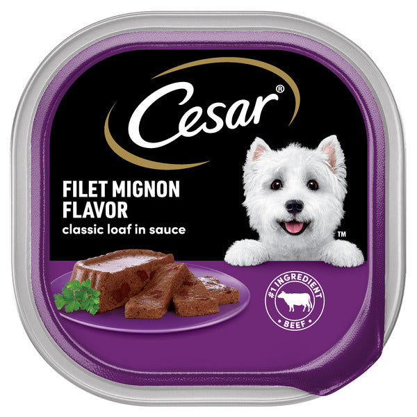 Cesar Loaf in Sauce Adult Wet Dog Food Filet Mignon Flavor, 3.5 oz. Tray - Elite Pet Collective