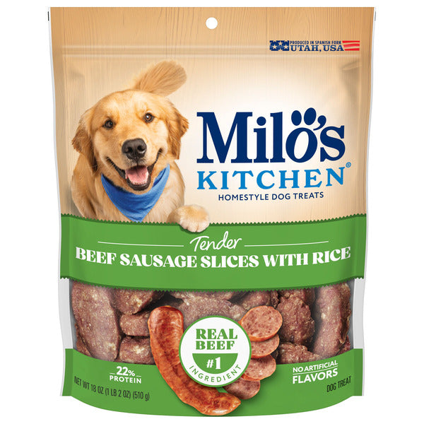 Milo's Kitchen Tender Beef Sausage Slices With Rice Dog Treats - Elite Pet Collective