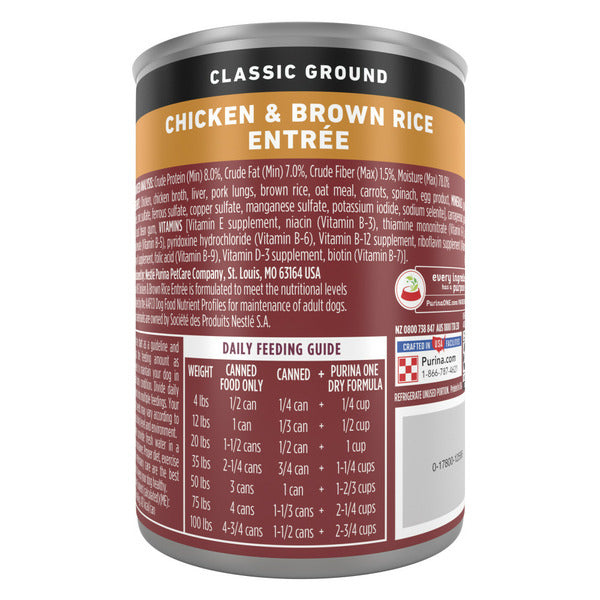 Purina ONE Classic Ground Chicken and Brown Rice Entree Adult Wet Dog Food - Elite Pet Collective