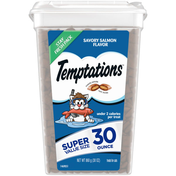 TEMPTATIONS Classic Crunchy and Soft Cat Treats Savory Salmon Flavor - Elite Pet Collective