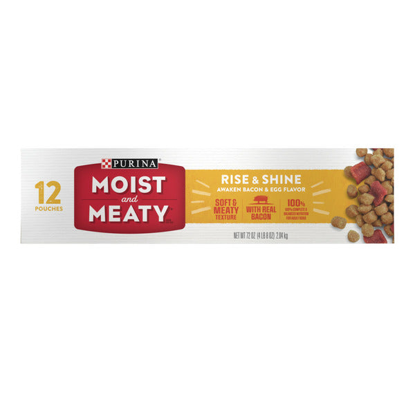 Purina Moist & Meaty Rise and Shine Awaken Bacon and Egg Flavor Soft Dog Food Pouches - Elite Pet Collective