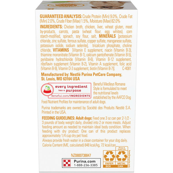 Purina Beneful Wet Dog Food, Medleys Romana Style With Chicken in Sauce - Elite Pet Collective