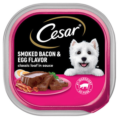 Cesar Loaf in Sauce Adult Wet Dog Food Smoked Bacon & Egg Flavor, 3.5 oz. Tray - Elite Pet Collective