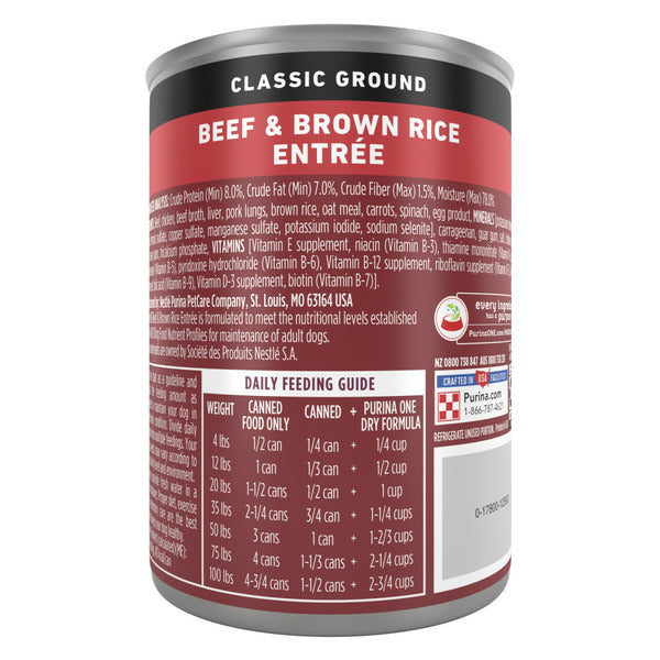 Purina ONE Classic Ground Beef and Brown Rice Entree Adult Wet Dog Food - Elite Pet Collective