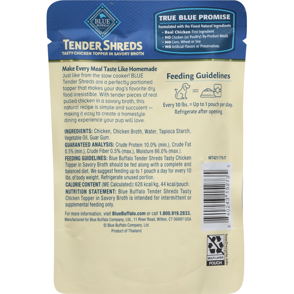 Blue Buffalo Natural Tasty Chicken Topper in Savory Broth Dog Food Complement - Elite Pet Collective