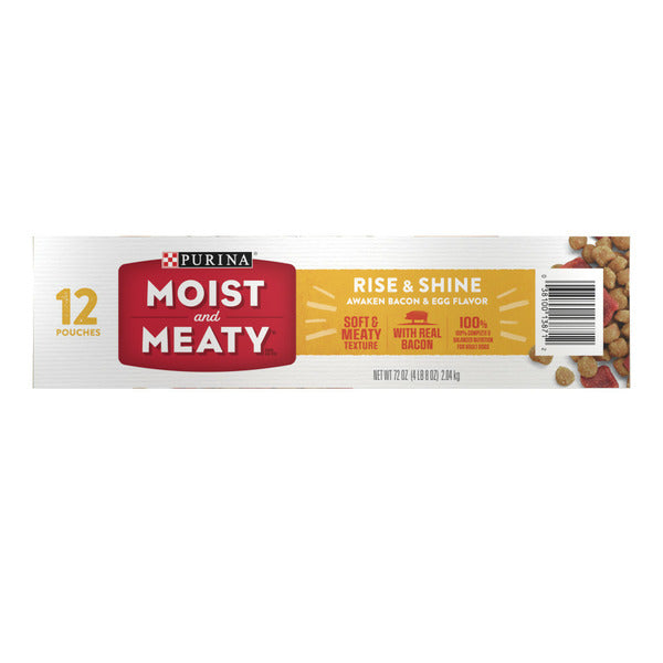 Purina Moist & Meaty Rise and Shine Awaken Bacon and Egg Flavor Soft Dog Food Pouches - Elite Pet Collective