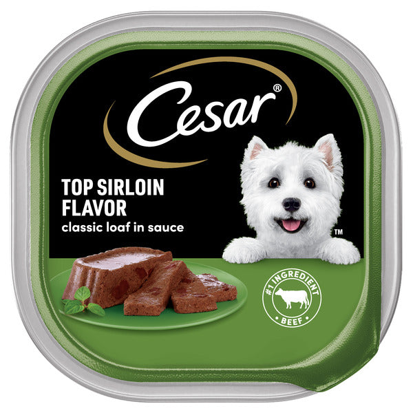 Cesar Loaf in Sauce Adult Wet Dog Food Top Sirloin Flavor, 3.5 oz. Tray - Elite Pet Collective