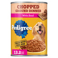 Pedigree Chopped Ground Dinner Adult Soft Wet Dog Food With Beef, (12) 13.2 oz. Cans - Elite Pet Collective