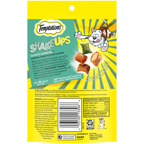 TEMPTATIONS Shakeups Crunchy and Soft Cat Treats, Clucky Carnival Flavor - Elite Pet Collective