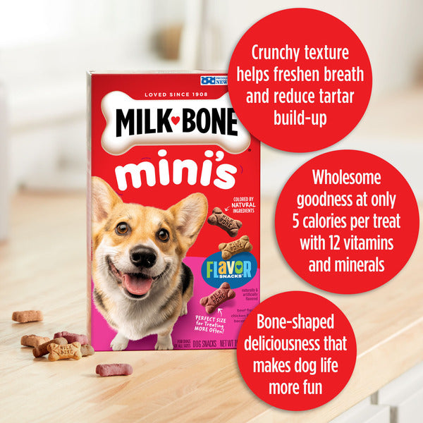 Milk-Bone Flavor Snacks Mini Dog Biscuits, Flavored Crunchy Dog Treats - Elite Pet Collective