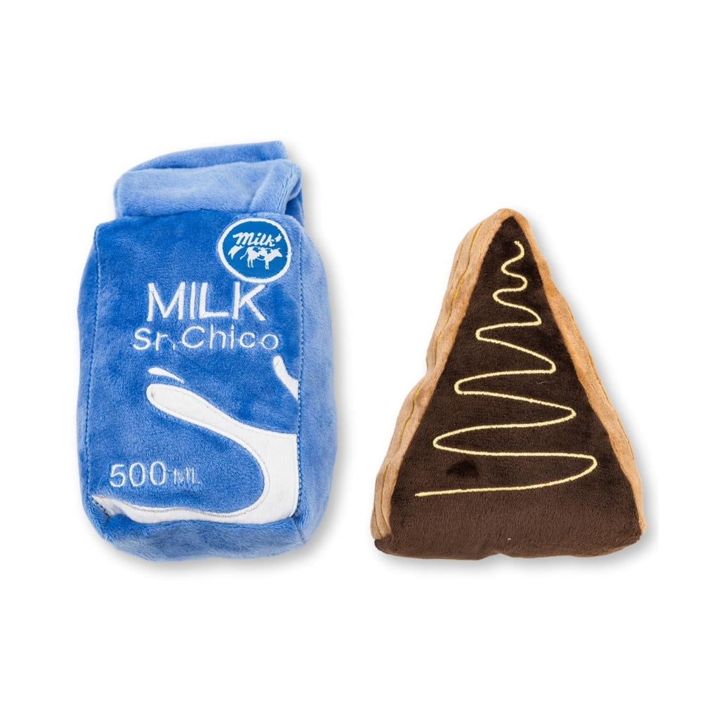 Cake Slice & Milk Midnight Snack Plush Dog Toy Gift Set – with Squeaker & Crinkle Paper - Elite Pet Collective