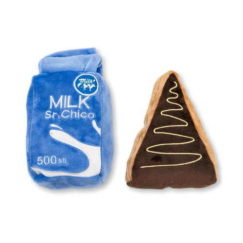 Cake Slice & Milk Midnight Snack Plush Dog Toy Gift Set – with Squeaker & Crinkle Paper - Elite Pet Collective