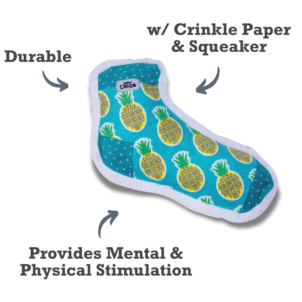 Squeaky Sock Plush Dog Toy – Whimsy Wonders Pineapple Design - Elite Pet Collective