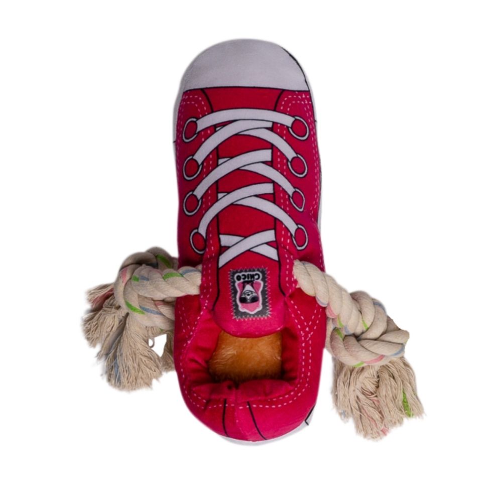 Squeaky Comfort Plush Sneaker Dog Toy – with Treat Compartment, Safe & Durable – Pink - Elite Pet Collective