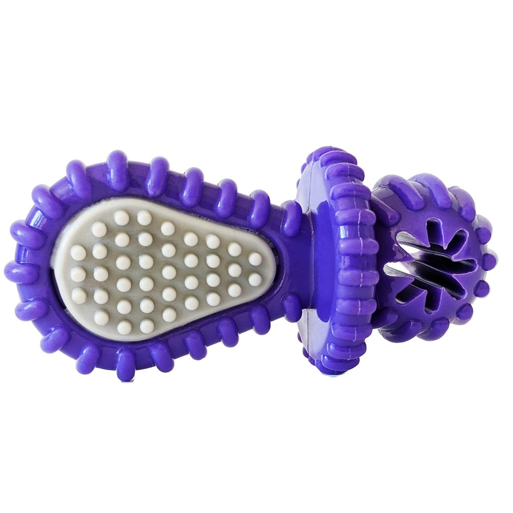 Purple Rubber Dental Pacifier Dog Toy – Ridges, Treat Hole & Durable Design - Elite Pet Collective