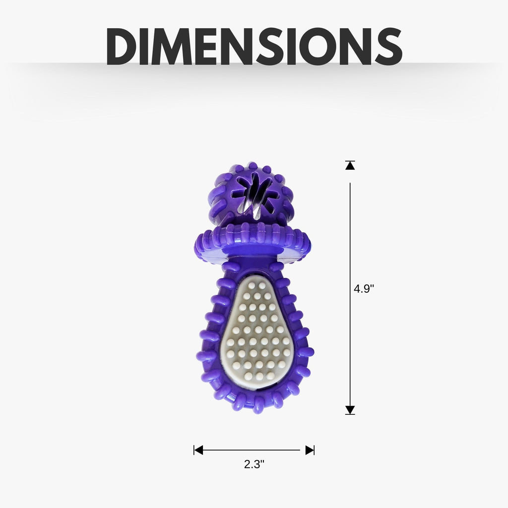 Purple Rubber Dental Pacifier Dog Toy – Ridges, Treat Hole & Durable Design - Elite Pet Collective