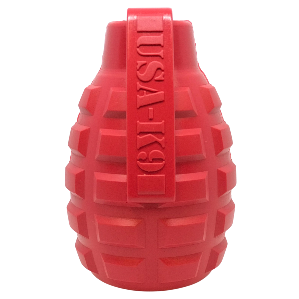 USA-K9 Grenade Rubber Dog Chew Toy | K9 Handler eDispenser Toy | Red & Blue | USA Made - Elite Pet Collective