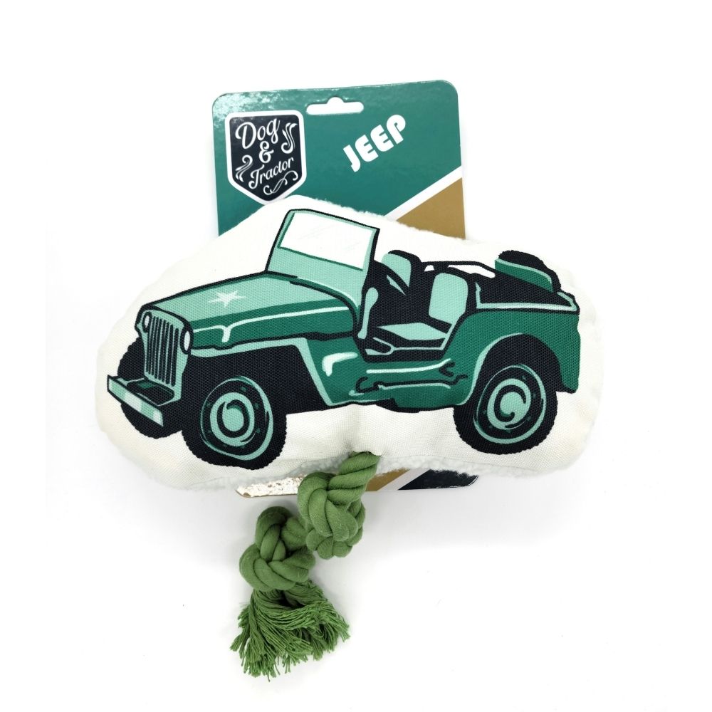 Country Living Retro Army Jeep with Squeaker & Crinkle Paper Plush Dog Toy - Elite Pet Collective