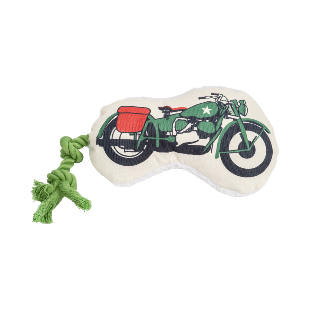 Country Living Retro Army Motorcycle with Squeaker & Crinkle Paper Plush Dog Toy - Elite Pet Collective