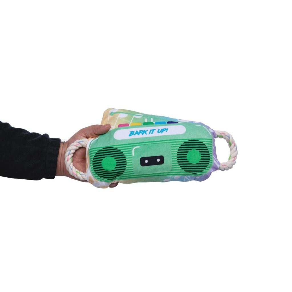 Retro Boombox Plush Dog Toy – with Squeaker & Crinkle Paper for Fun Play - Elite Pet Collective