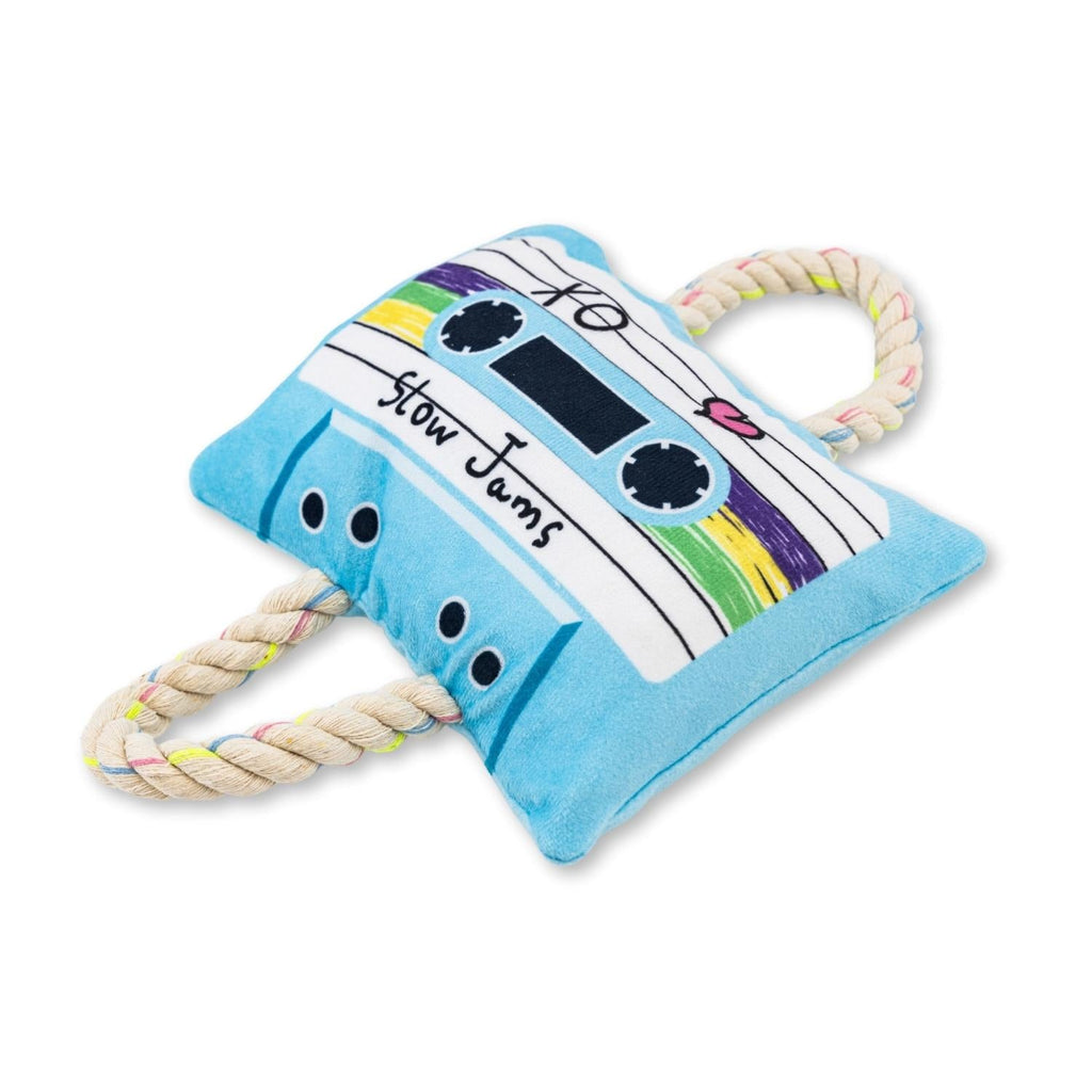Retro Cassette Tape Plush Dog Toy – with Squeaker & Crinkle Paper for Fun Play - Elite Pet Collective