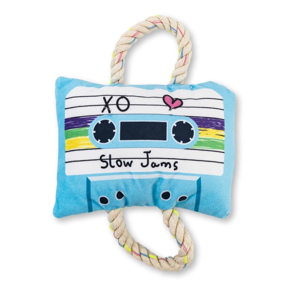 Retro Cassette Tape Plush Dog Toy – with Squeaker & Crinkle Paper for Fun Play - Elite Pet Collective