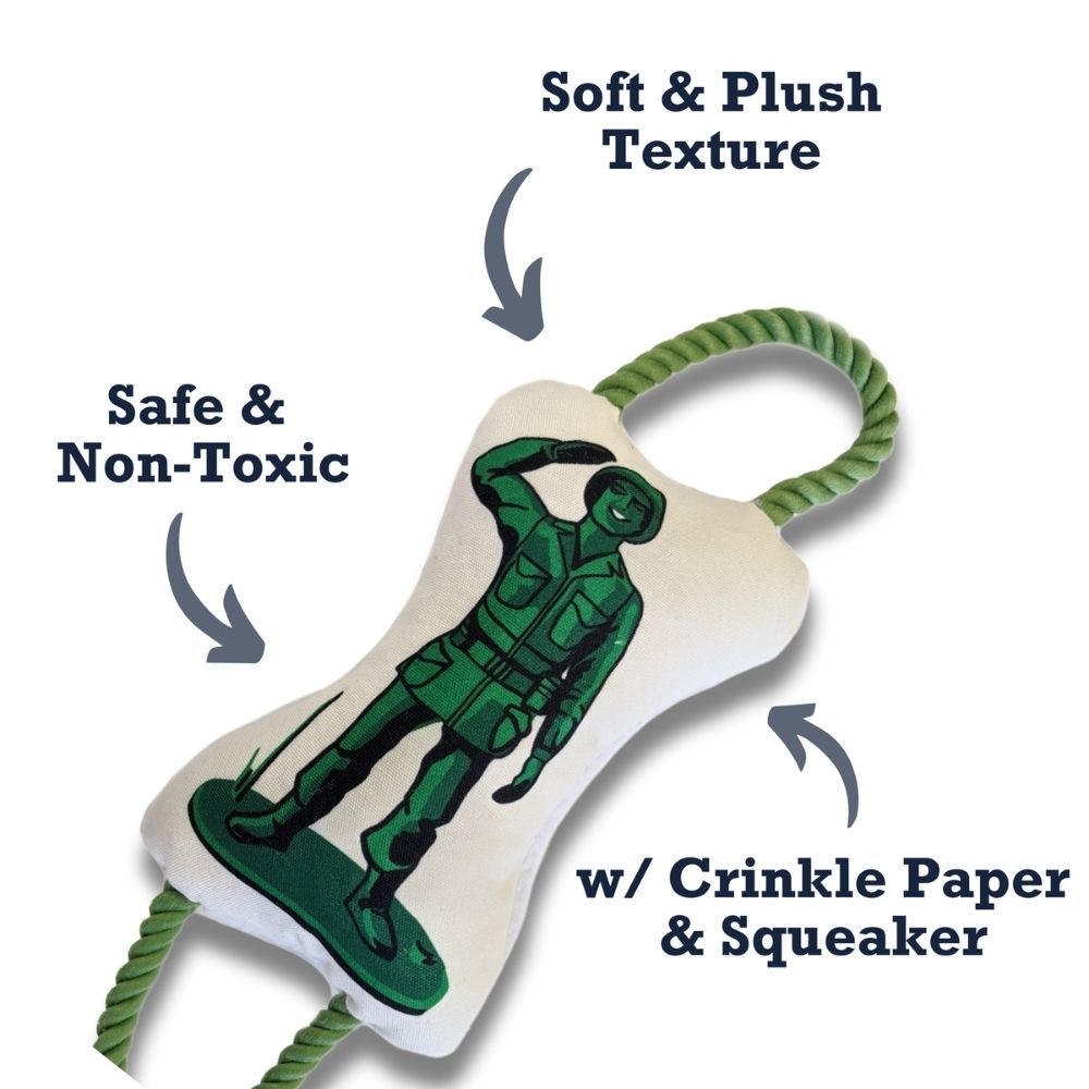 Retro Soldier with Squeaker & Crinkle Paper Plush Dog Toy - Elite Pet Collective