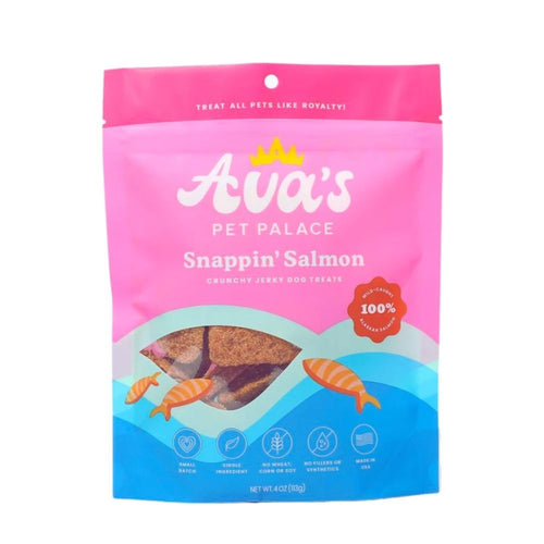 Ava's Pet Palace Crunchy Jerky Dog Treats - Snappin' Salmon Treats (4 oz) - Elite Pet Collective
