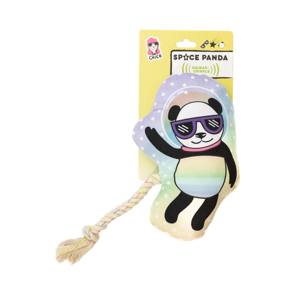 Space Panda Plush Dog Toy – with Squeaker & Crinkle Paper for Fun Play - Elite Pet Collective