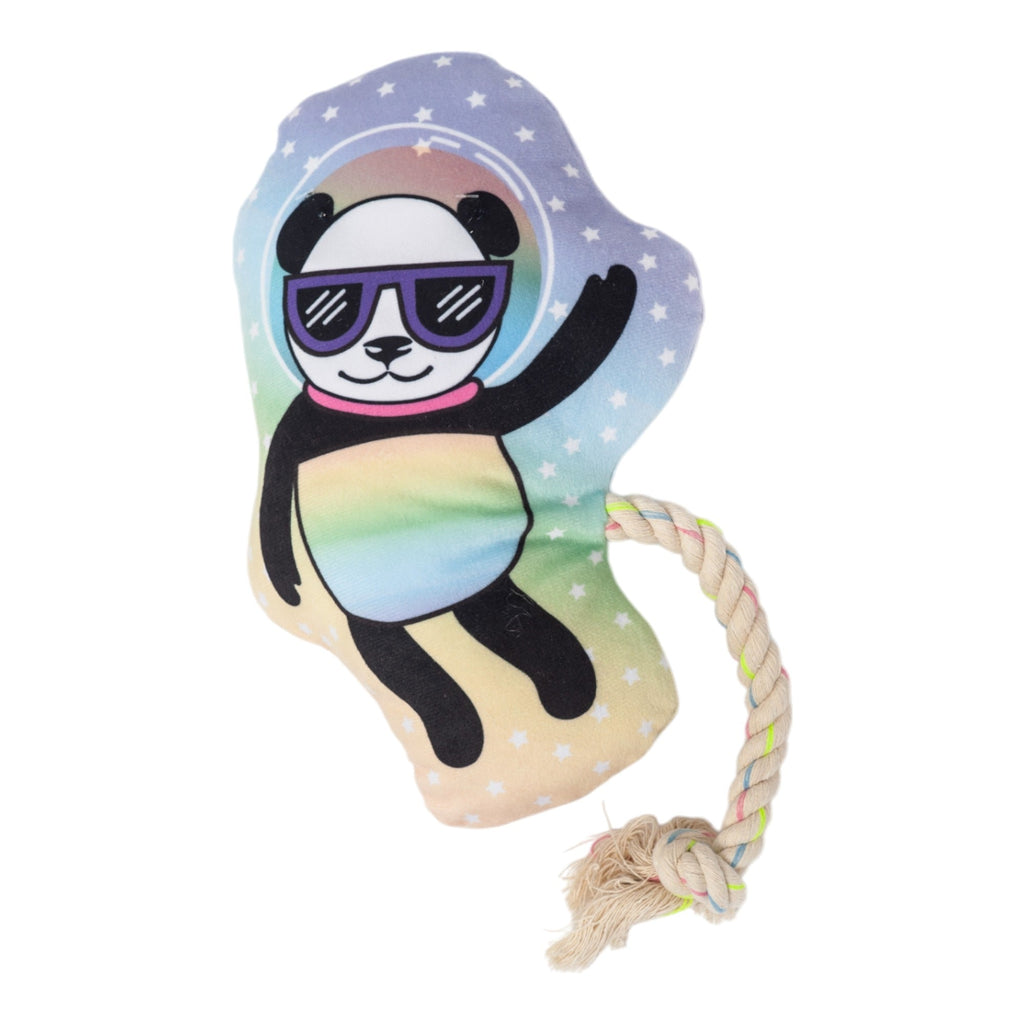 Space Panda Plush Dog Toy – with Squeaker & Crinkle Paper for Fun Play - Elite Pet Collective