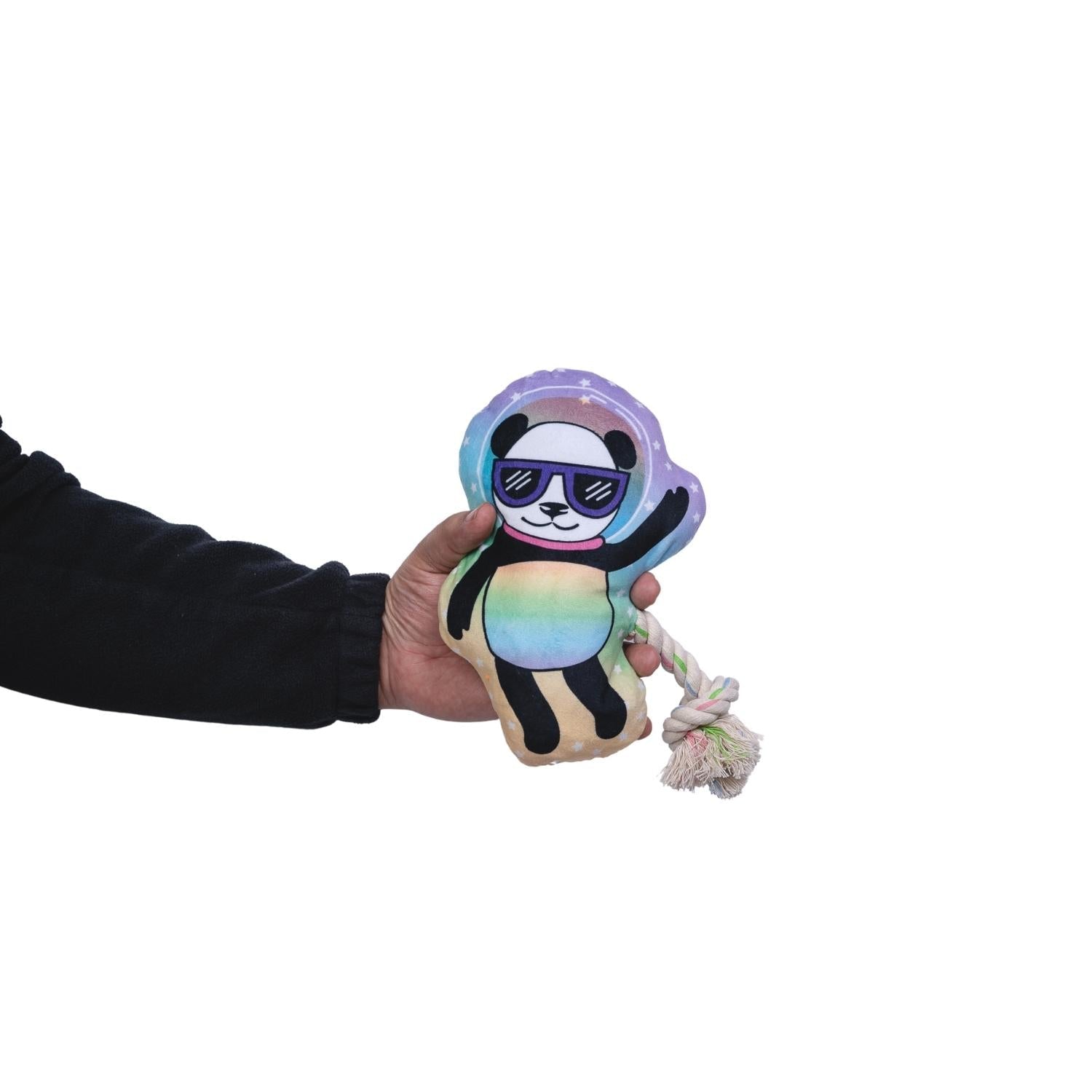 Space Panda Plush Dog Toy – with Squeaker & Crinkle Paper for Fun Play - Elite Pet Collective