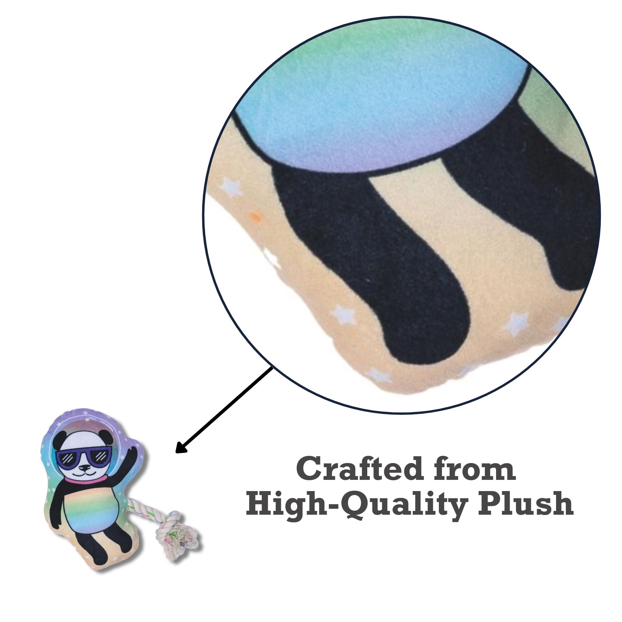Space Panda Plush Dog Toy – with Squeaker & Crinkle Paper for Fun Play - Elite Pet Collective