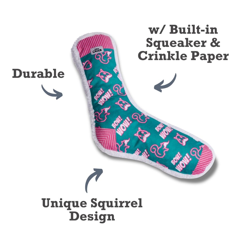 Squeaky Sock Plush Dog Toy – Whimsy Wonders Squirrel Design - Elite Pet Collective