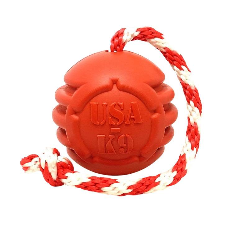 USA-K9 Stars and Stripes Rubber Dog Toy | K9 Handler Reward Toy | Red | USA Made - Elite Pet Collective