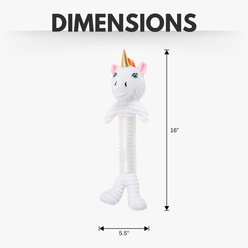 Country Living Thermoplastic Rubber Skinny Unicorn Corduroy Plush Dog Toy – with Squeaker & Crinkle Paper - Elite Pet Collective