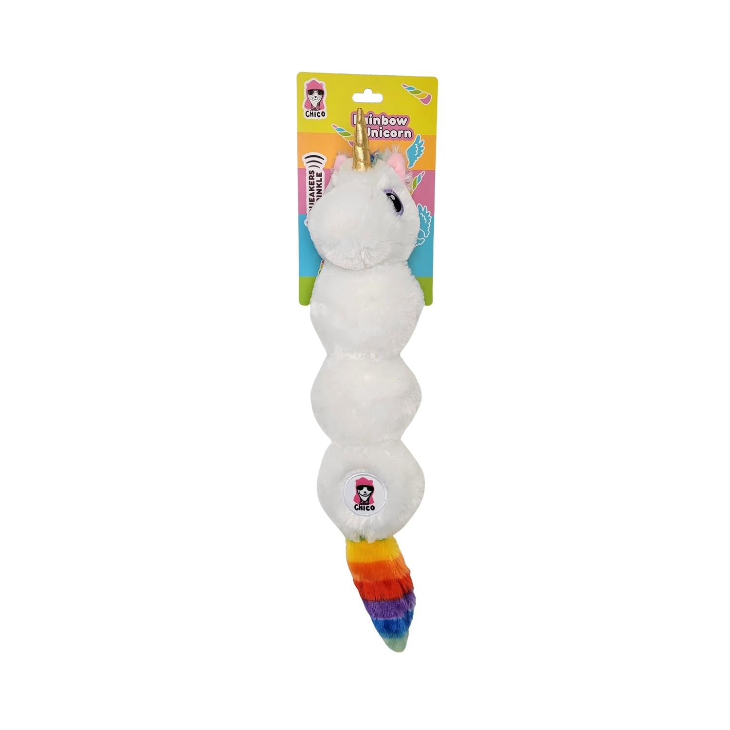 Colorful Unicorn Magical Creature Plush Dog Toy – with Squeaker & Crinkle Paper for Fun Play - Elite Pet Collective