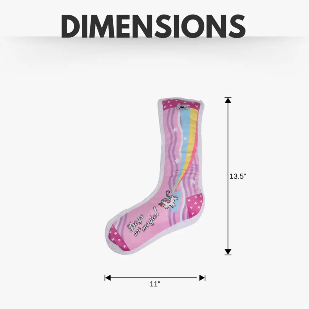 Squeaky Sock Plush Dog Toy – Whimsy Wonders Unicorn Design - Elite Pet Collective