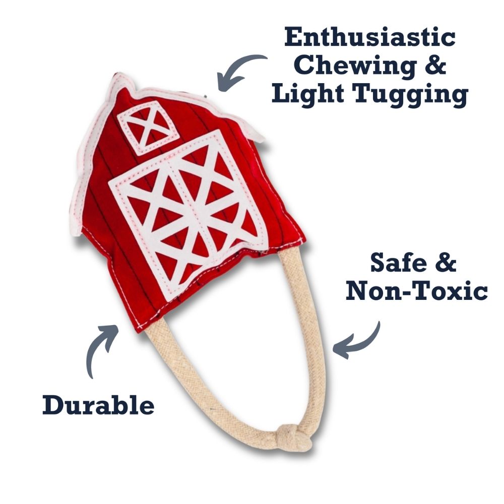 Country Living Faux Leather Red Barn Dog Chew Toy – Safe, Long-Lasting, and Non-Toxic - Elite Pet Collective